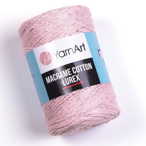 Sznurek YarnArt Macrame Cotton Lurex 2mm 732 / róż z nicią srebrną