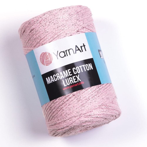 Sznurek YarnArt Macrame Cotton Lurex 2mm 732 / róż z nicią srebrną