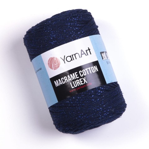 Sznurek YarnArt Macrame Cotton Lurex 2mm 740 / granat z nicią niebieską
