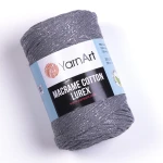 Sznurek YarnArt Macrame Cotton Lurex 2mm 737 / szary z nicią srebrną