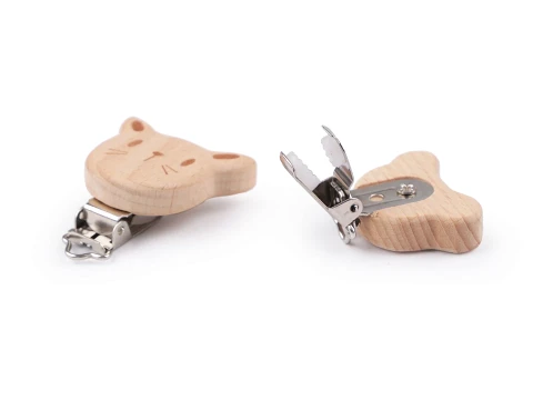 Klips drewniany / 13 mm / miś / 1 szt. 