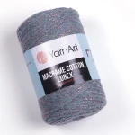 Sznurek YarnArt Macrame Cotton Lurex 2mm 731 / ciemny jeans z nicią miedzianą