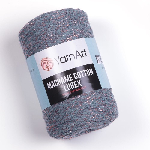 Sznurek YarnArt Macrame Cotton Lurex 2mm 731 / ciemny jeans z nicią miedzianą