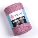 Sznurek YarnArt Macrame Cotton Lurex 2mm 743 / brudny róż z nicią różową