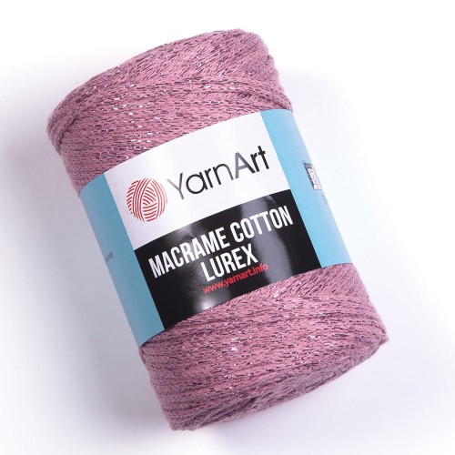 Sznurek YarnArt Macrame Cotton Lurex 3mm 743 / brudny róż z nicią różową