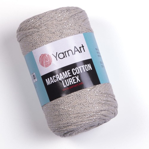 Sznurek YarnArt Macrame Cotton Lurex 2mm 725 / jasny beż z nicią srebrną
