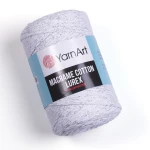 Sznurek YarnArt Macrame Cotton Lurex 2mm 720 / biel z nicią srebrną