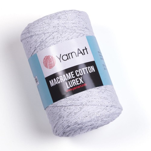 Sznurek YarnArt Macrame Cotton Lurex 2mm 720 / biel z nicią srebrną