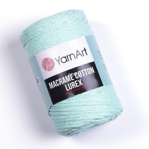 Sznurek YarnArt Macrame Cotton Lurex 2mm 738 / mięta z nicią opalizującą