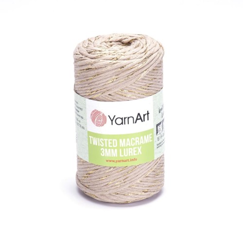 Sznurek YarnArt Twisted Macrame Lurex 3mm 753 / zimny beż + złoto