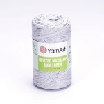 Sznurek YarnArt Twisted Macrame Lurex 3mm 756 / jasny szary + srebro