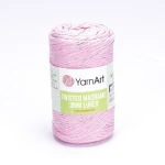Sznurek YarnArt Twisted Macrame Lurex 3mm 762 / róż + srebro  