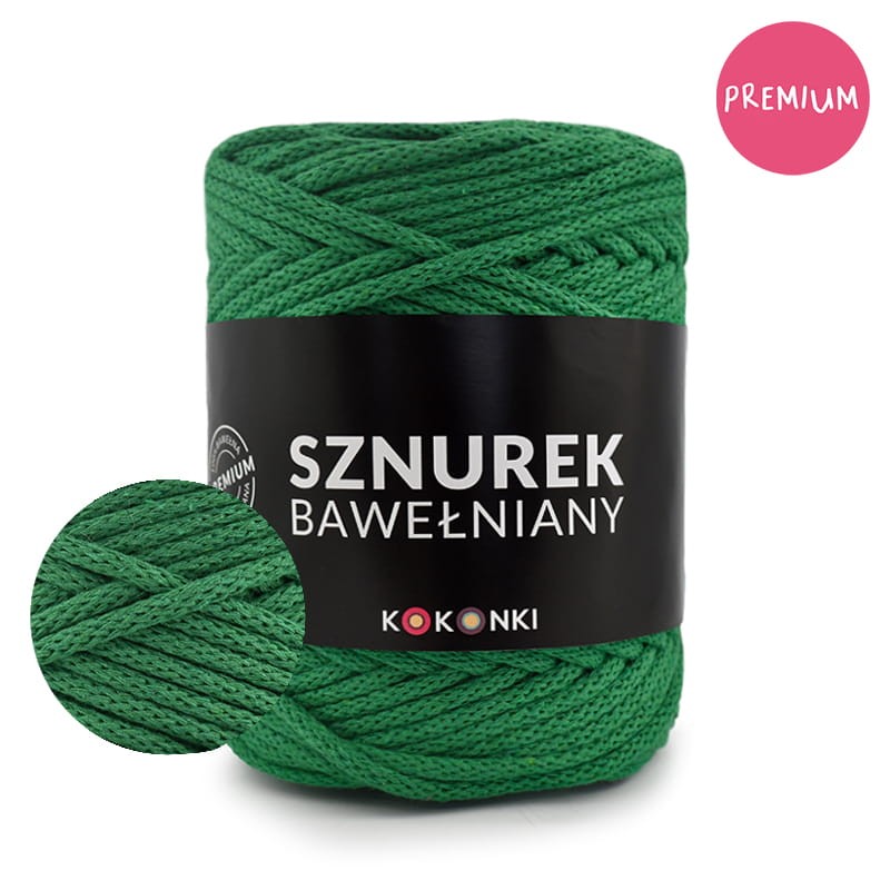 PREMIUM sznurek bawełniany by KOKONKI 5mm / rolka 100m / absynt