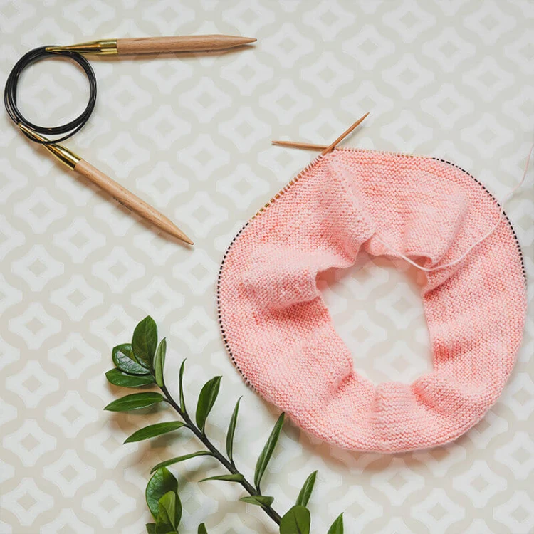 Druty z żyłką KnitPro Basix Beech - drewniane z akrylową żyłką