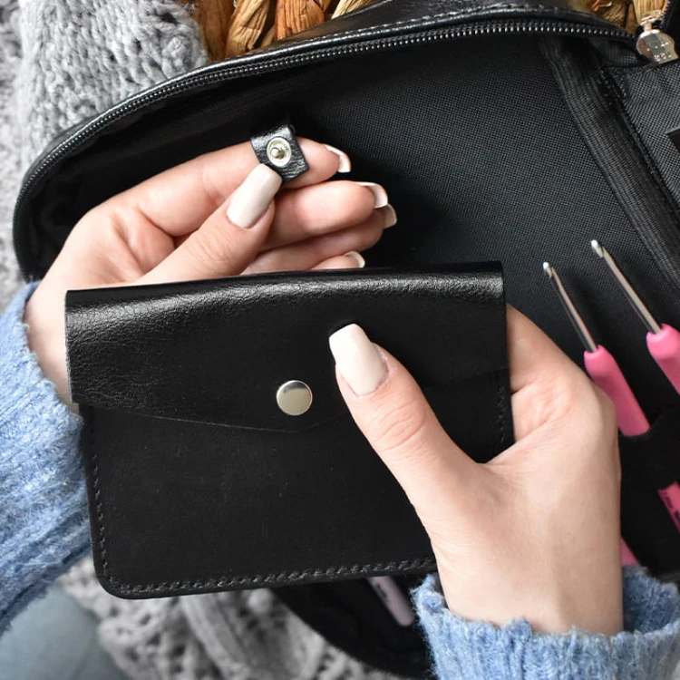 Etui na szydełka / KOKONKI Accessories / skóra / czerń