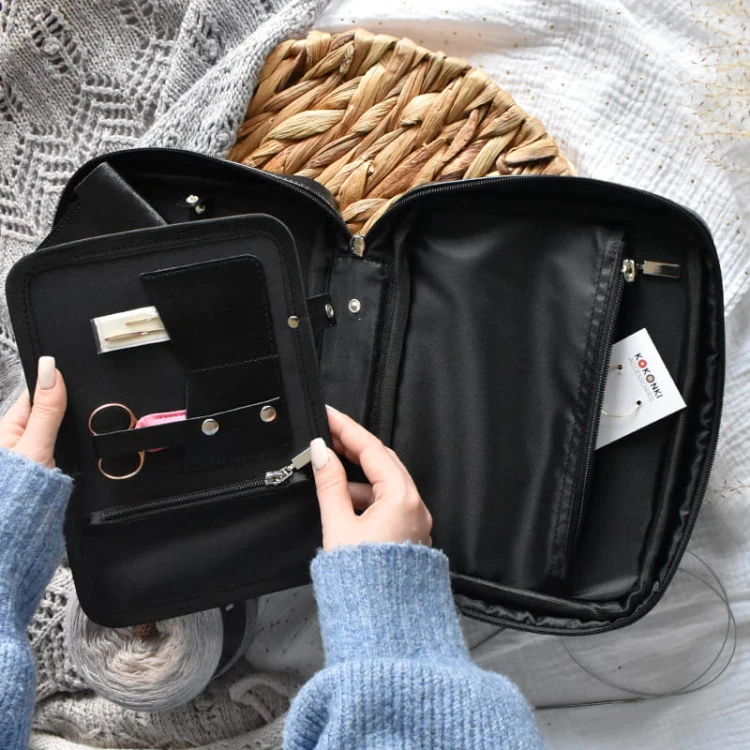 Etui na szydełka / KOKONKI Accessories / skóra / czerń