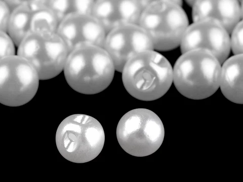 Guzik perła /  8 mm / biały perłowy / 20 szt / 120389