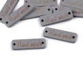 Metka drewniana "Handmade" / szary / 30 x 10 mm