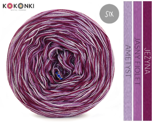 KOKONEK Six Classic S006 - Jeżyna/jasny fiolet/ametyst, 6 nitek, 250 m, 100 g