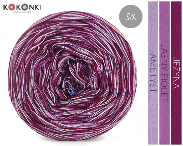 KOKONEK Six Classic S006 - Jeżyna/jasny fiolet/ametyst, 6 nitek, 250 m, 100 g