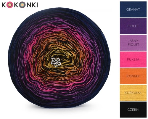 KOKONEK Kish Rare Classic R62 Granat/fiolet/jeżyna/fuksja/koniak/kurkuma + 2 czarne nici