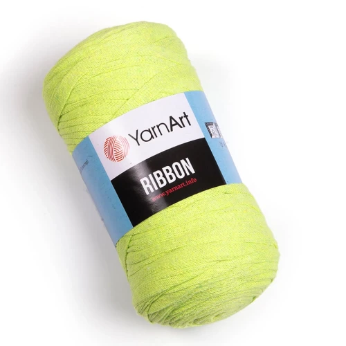Sznurek / włóczka tasiemkowa YarnArt Ribbon 755 / zielone jabłuszko