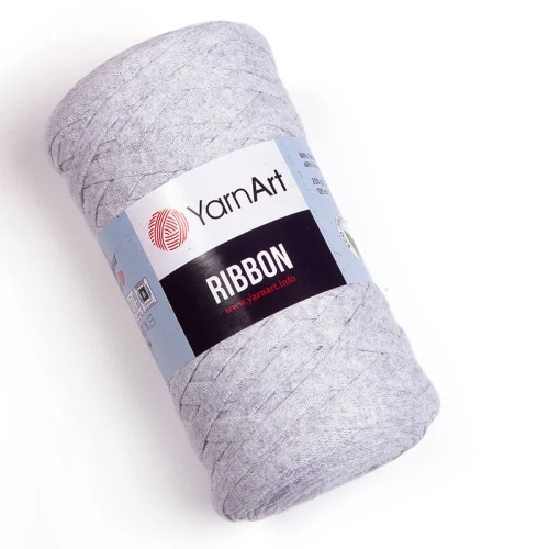Sznurek / włóczka tasiemkowa YarnArt Ribbon 756 / jasny szary