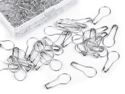 Znaczniki oczek w plastikowym pudełku / agrafka / nikiel / opak. 150 szt.