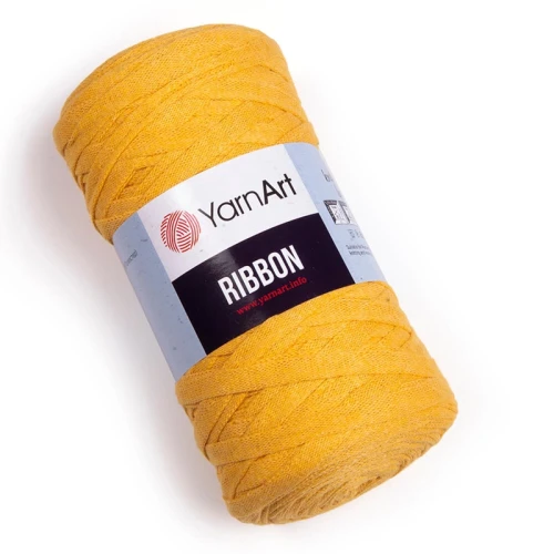 Sznurek / włóczka tasiemkowa YarnArt Ribbon 764 / ciemny żółty