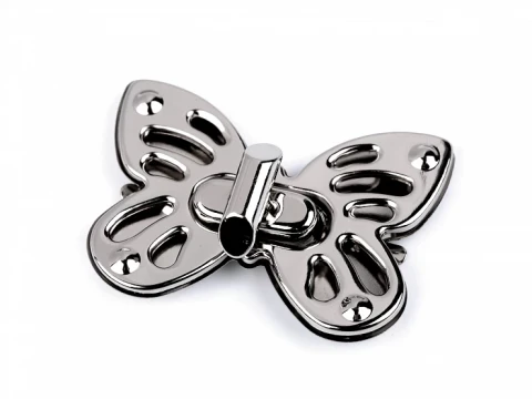Zapięcie do torebki motyl / nikiel / 37 x 52 mm / 630502