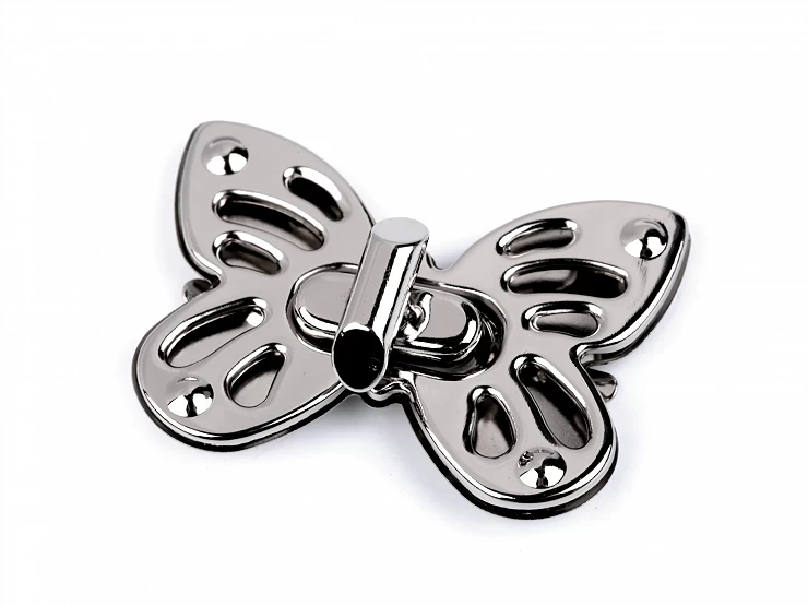 Zapięcie do torebki motyl / nikiel / 37 x 52 mm / 630502