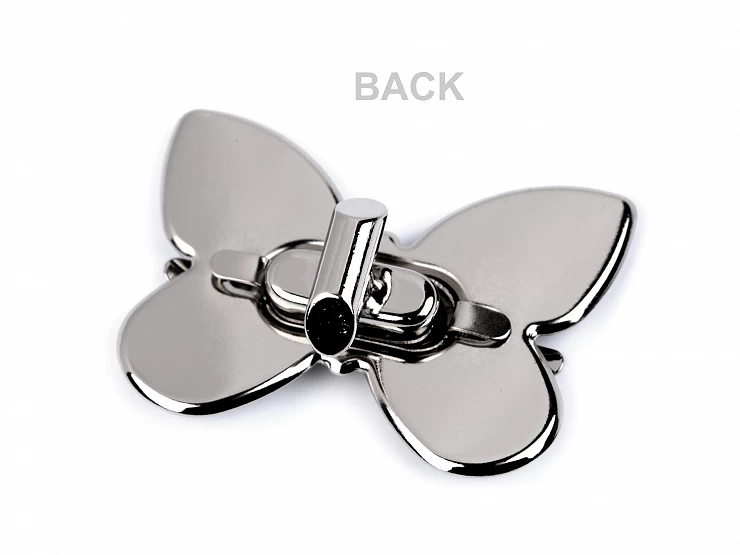 Zapięcie do torebki motyl / nikiel / 37 x 52 mm / 630502