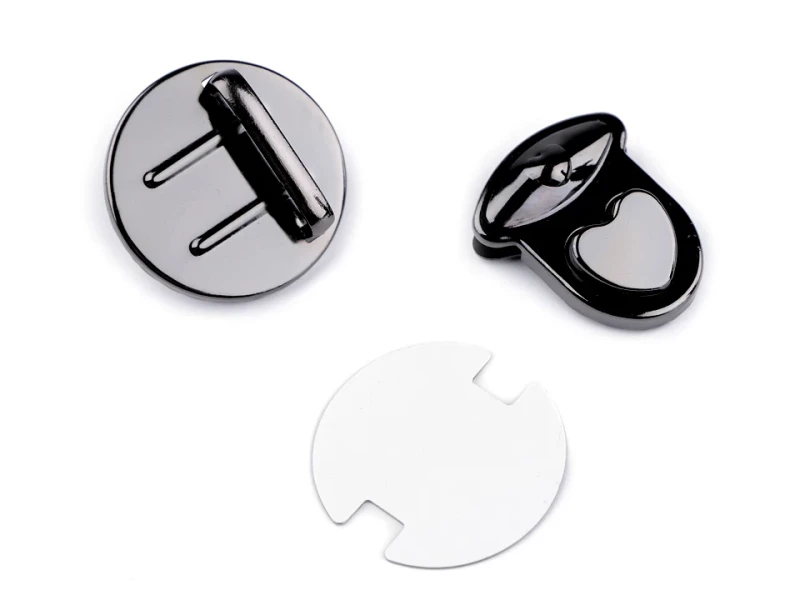 Zapięcie do torebki / serce / czarny nikiel / 30x32 mm / 2 szt / 060955