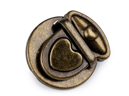 Zapięcie do torebki / serce / stary mosiądz / 30x32 mm / 2 szt / 060955