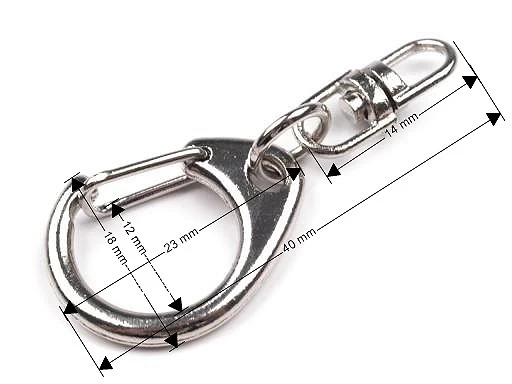 Karabińczyk metalowy / nikiel / 18x40 mm / 10 szt.
