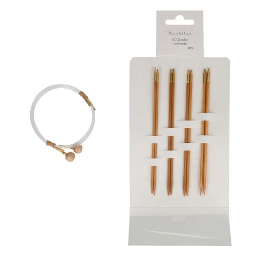 Zestaw bambusowych drutów wymiennych Seeknit Koshitsu S / 4 pary drutów / długość 14 cm / 5,5" / rozmiar 2,5-3,25 mm / 58872
