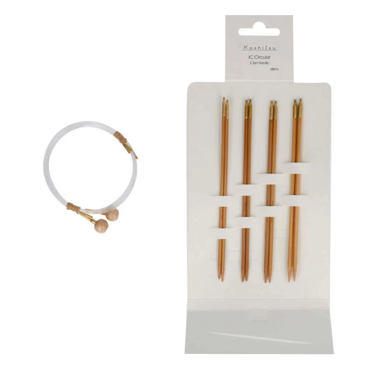 Zestaw bambusowych drutów wymiennych Seeknit Koshitsu S / 4 pary drutów / długość 14 cm / 5,5" / rozmiar 2,5-3,25 mm / 58872