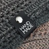 Metka silikonowa czarna z nitem "HAND MADE" / srebro / 60 x 20 mm / 1 szt.