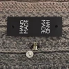 Metka silikonowa czarna z nitem "HAND MADE" / srebro / 60 x 20 mm / 1 szt.
