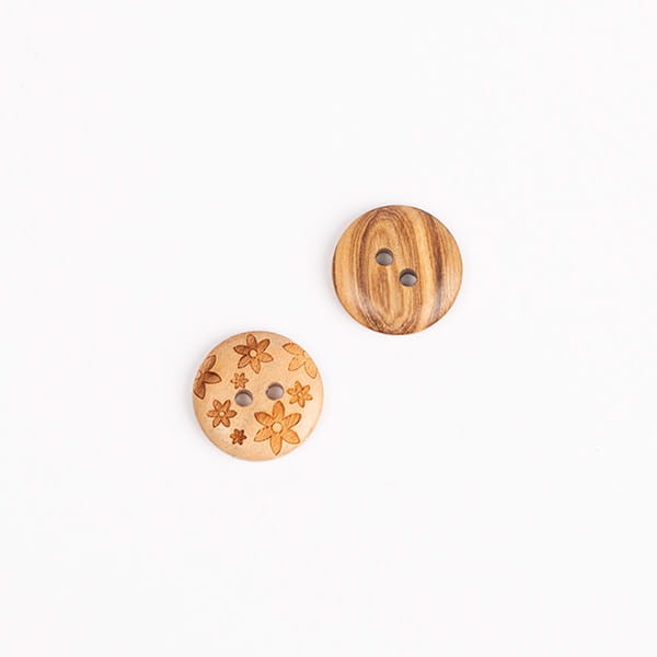 Guzik Drops drewniany / 15 mm / kwiatki / 628