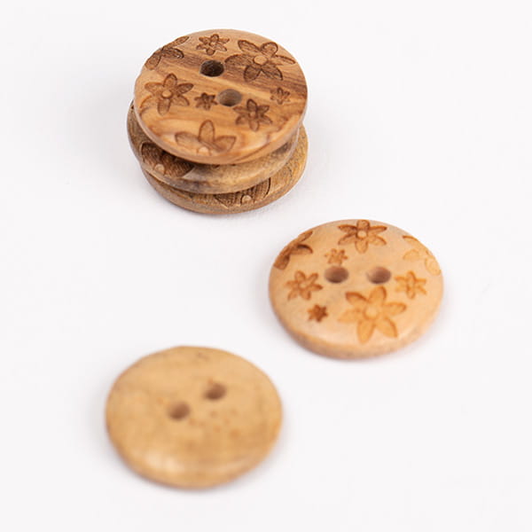 Guzik Drops drewniany / 15 mm / kwiatki / 628