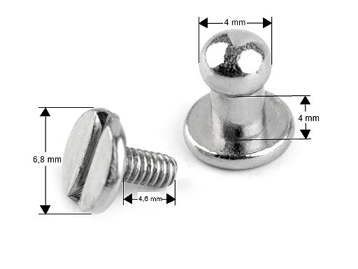 Nit kaletniczy skręcany do metek / ciemny nikiel / 4 mm / 5 szt / 740145