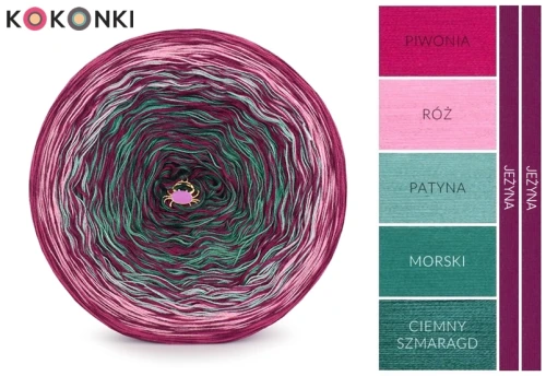 KOKONEK Kish Rare Classic R110 - Piwonia/róż/patyna/morski/ciemny szmaragd + 2 nitki jeżyna