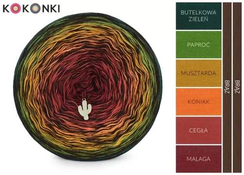 KOKONEK Kish Rare Classic R107 - Butelkowa zieleń/paproć/musztarda/koniak/cegła/malaga + 2 nitki brąz