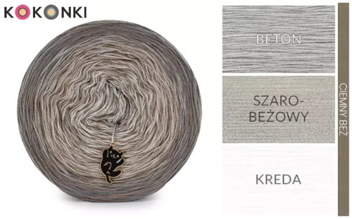 KOKONEK Rare Classic R113 - Beton/szarobeżowy/kreda + 1 nitka ciemny beż