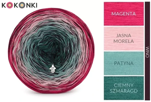 KOKONEK Rare Classic R112 - Magenta/jasna morela/patyna/ciemny szmaragd + 1 nitka wino