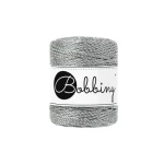 Sznurek skręcany 3-żyłowy bawełniany Bobbiny Metallic 3ply Macrame Rope / Metaliczne srebro / Silver / 3mm / 50m