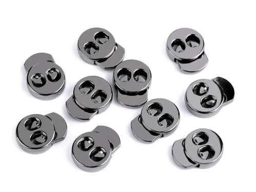 Stoper do sznurka metalowy  15x18mm / okrągły / ciemny nikiel / 4 szt. / 880143
