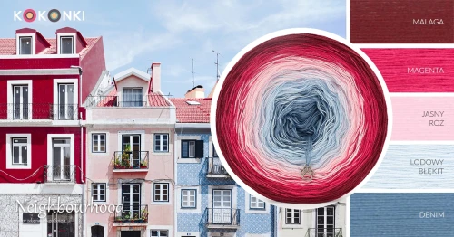 KOKONEK Classic B183 Neighbourhood - Malaga/magenta/jasny róż/lodowy błękit/denim