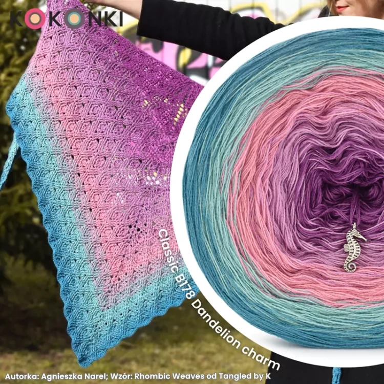 Autorka: Agnieszka Narel; Wzór: Rhombic Weaves od Tangled by K